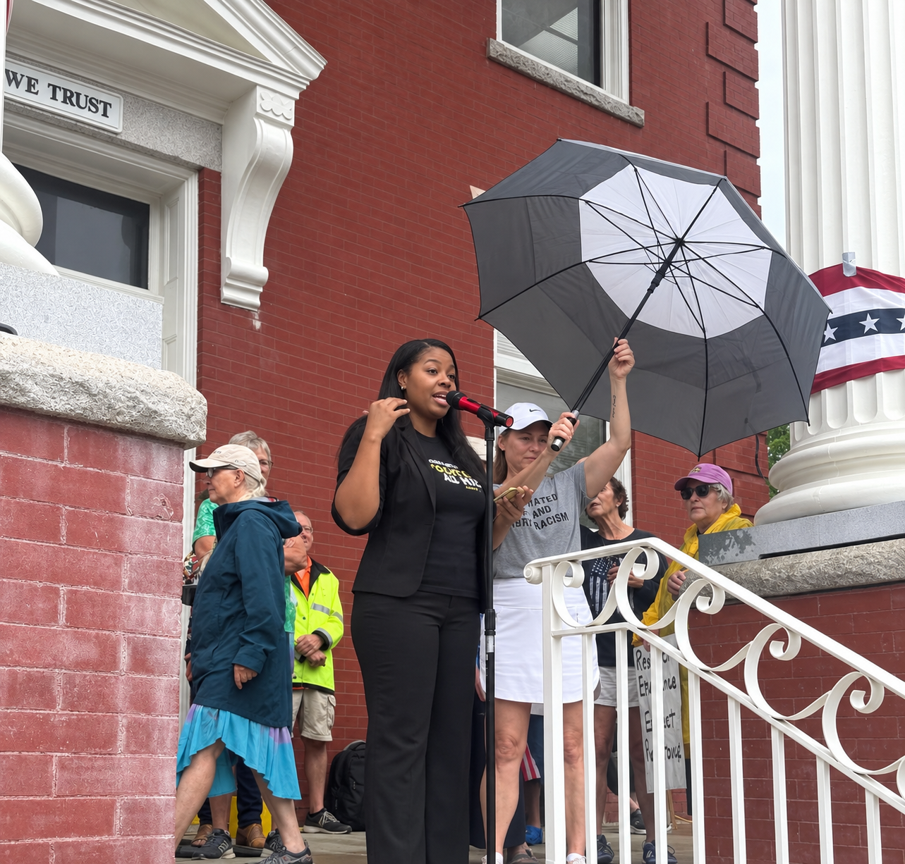 Monica R. Gibbs speaking at a public rally